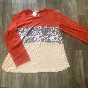 Cow Print Block Long Sleeve Shirt